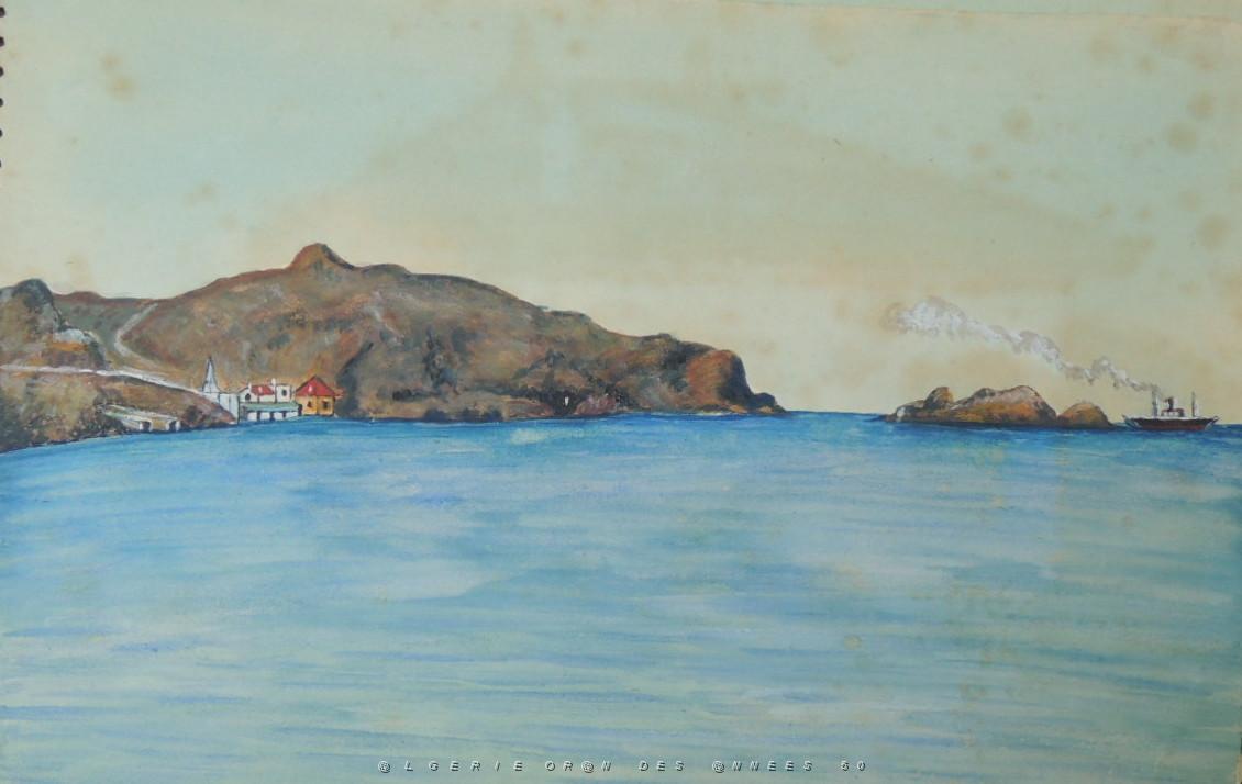 50 1929  LES PEINTURES GOUACHE DE MON GRAND PERE (4) BAIE D ORAN.jpg -           